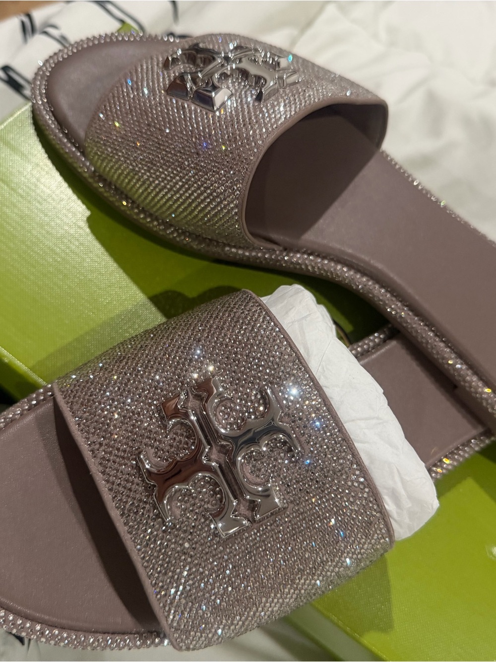 Tory Burch Women's Sparkle Slide Sandals in Blush - Picture 2 of 4